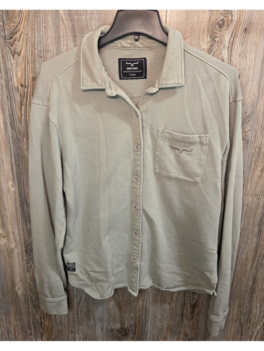 Kimes Ranch Size XL Charcoal Gray L/S Lined Button Western Shirt Pocket Logo